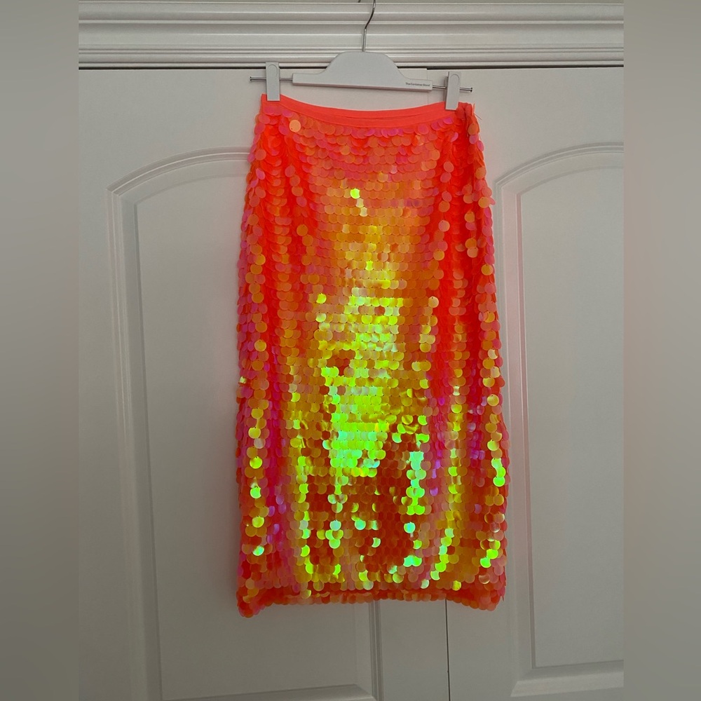 Orange sequin side slit mermaid skirt size 4